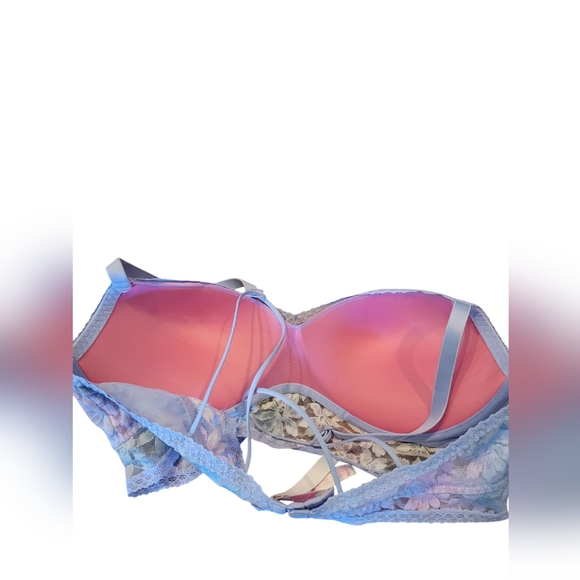PINK Victoria's Secret Size XL Floral Lace Blue TieDie Push Up Bralette Bra 2022 - Picture 3 of 10